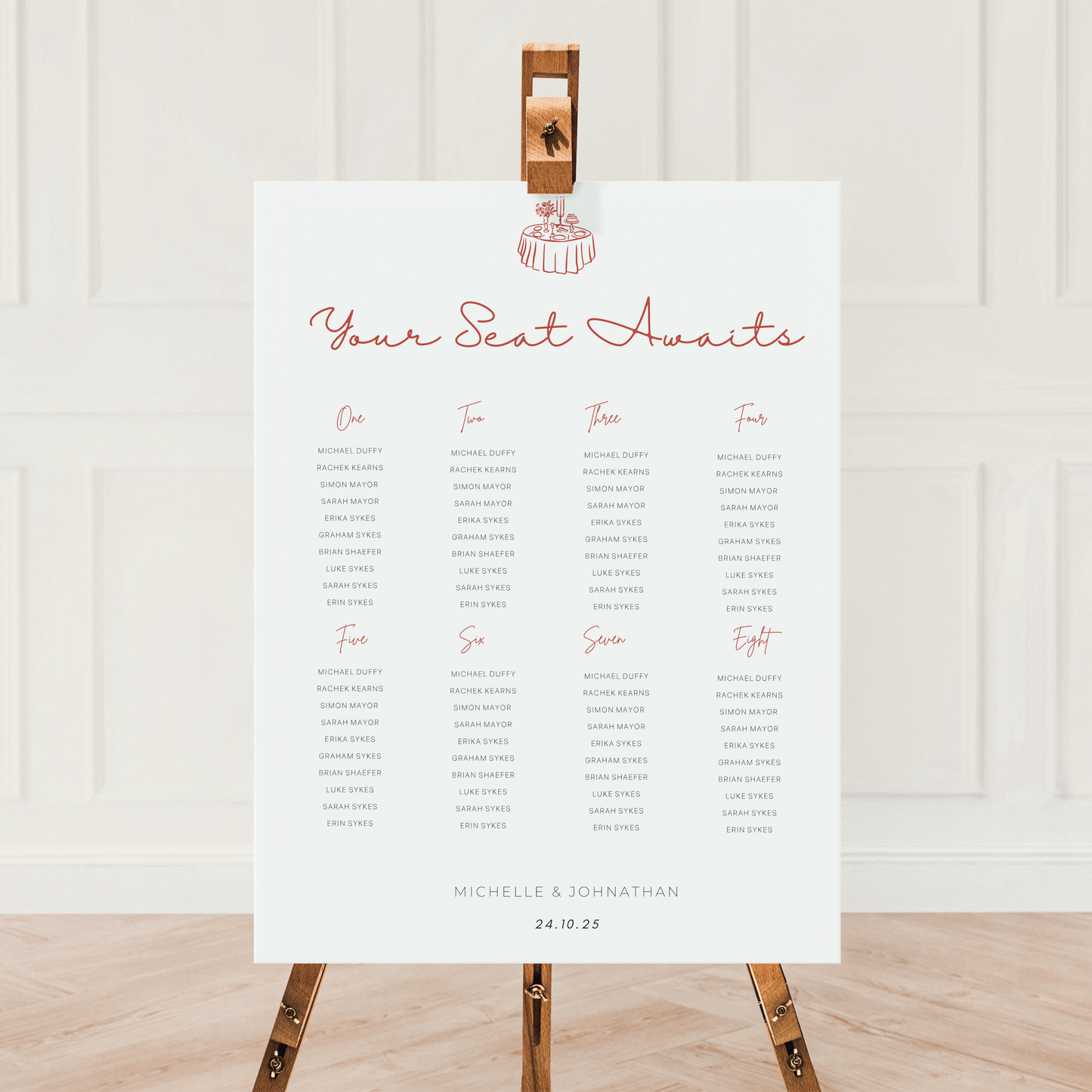 Red Script | Wedding Seating Chart