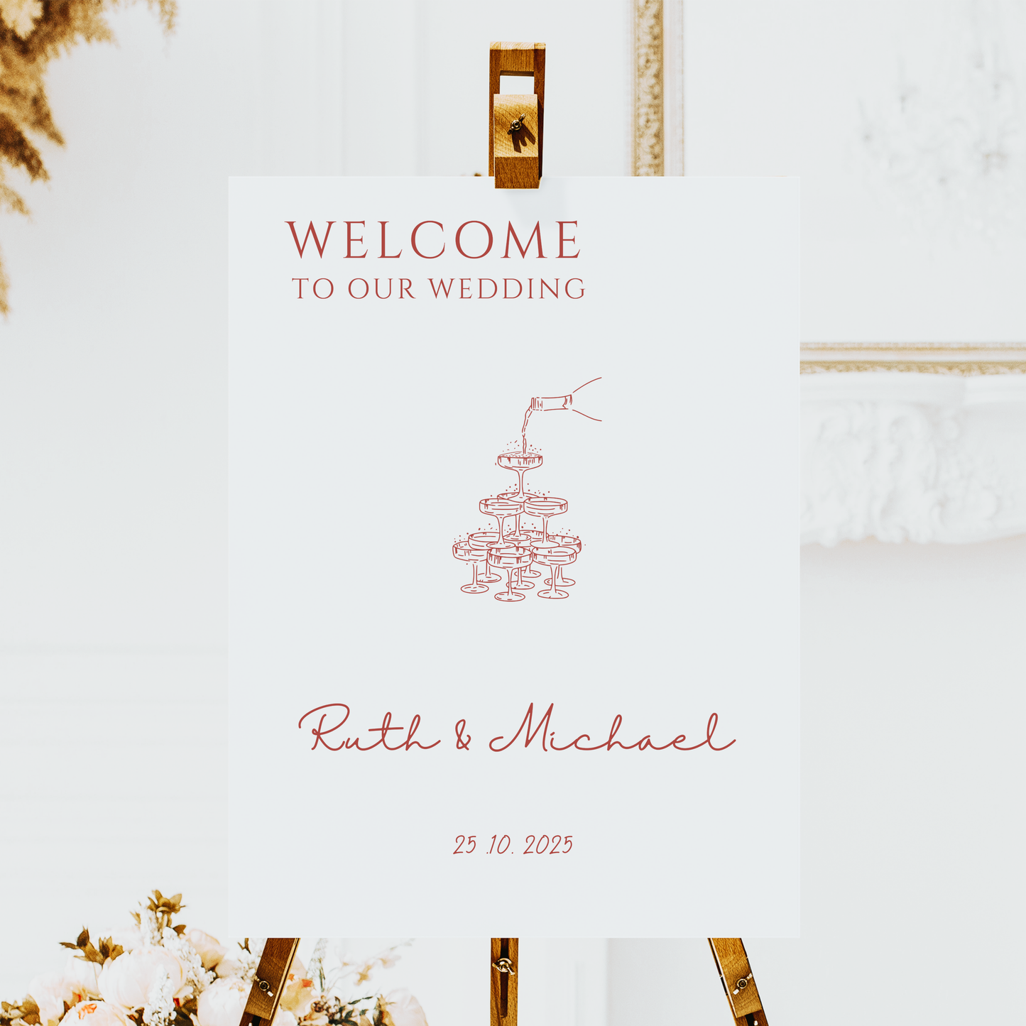 Champagne Tower | Wedding Welcome Sign Template