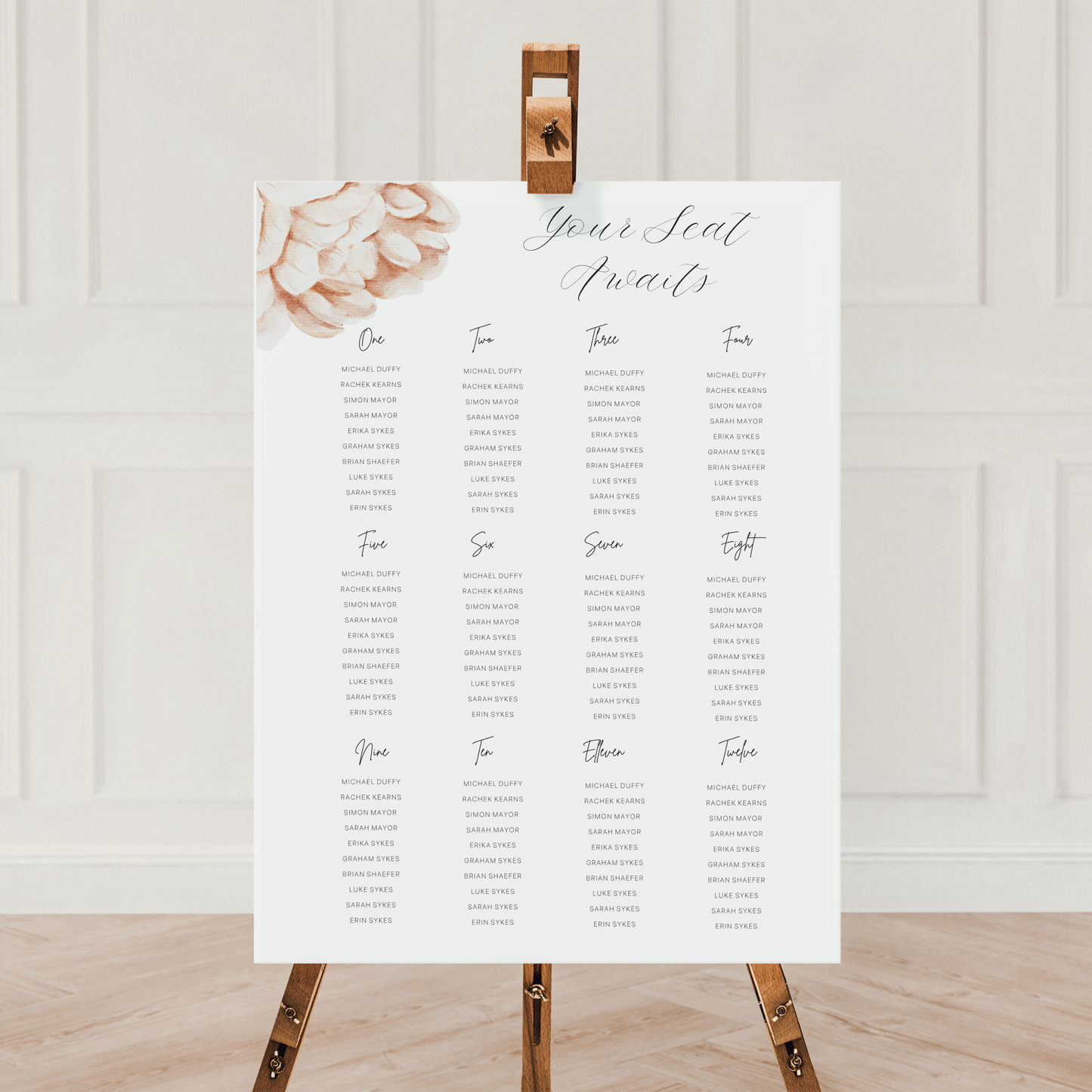 Pink Peony | Wedding Seating Chart Template