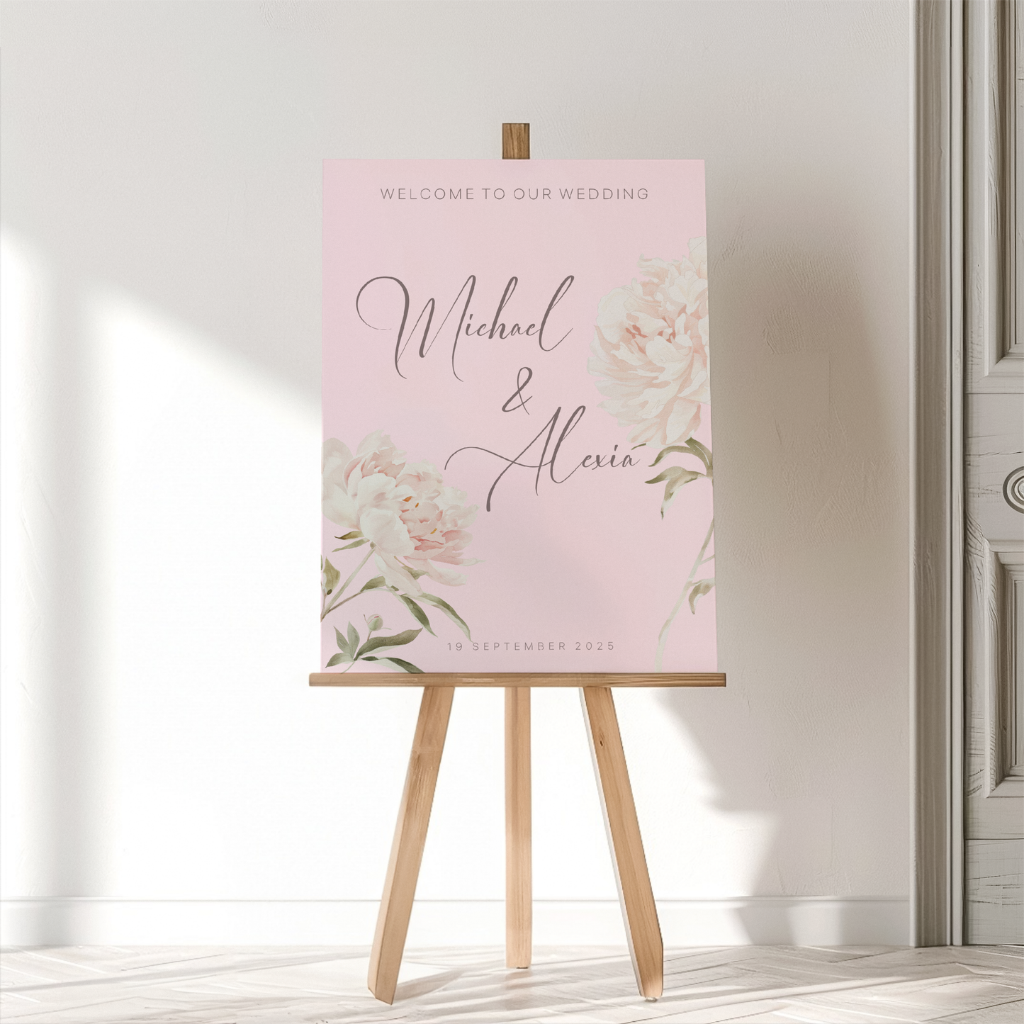 Pink Peony | Wedding Welcome Sign Template