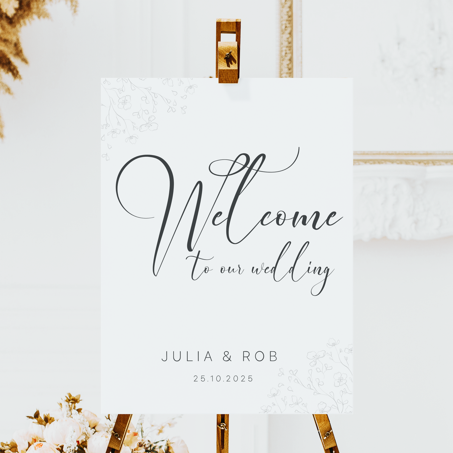 Minimalist Floral | Wedding Welcome Sign Template