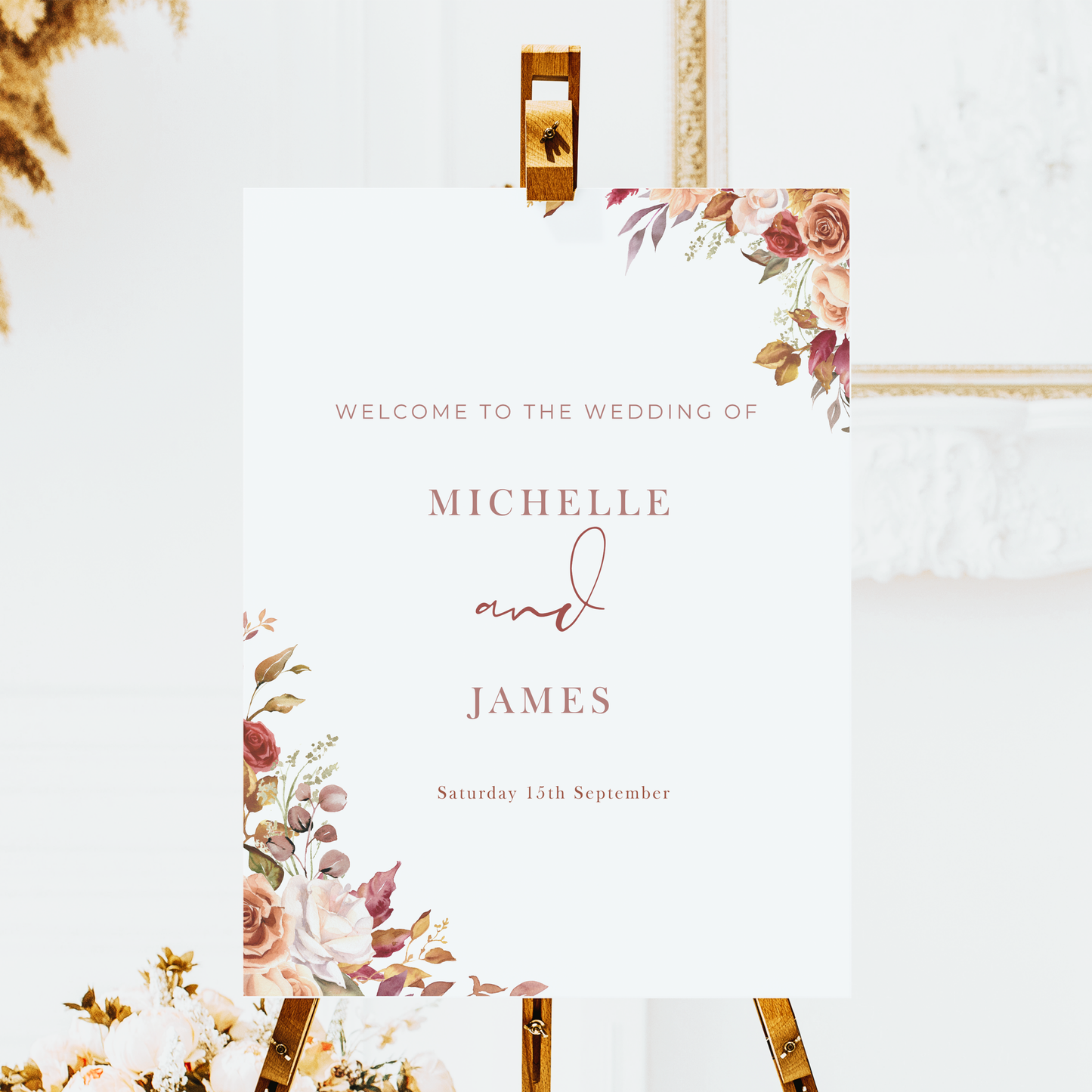 Fall Florals | Wedding Welcome Sign Template