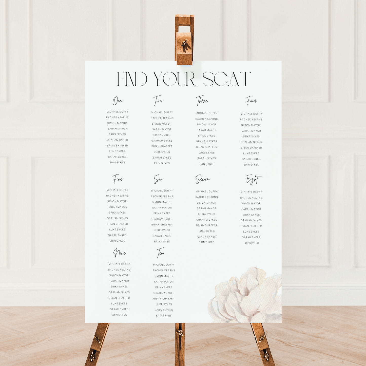 Watercolour Peony | Wedding Seating Chart