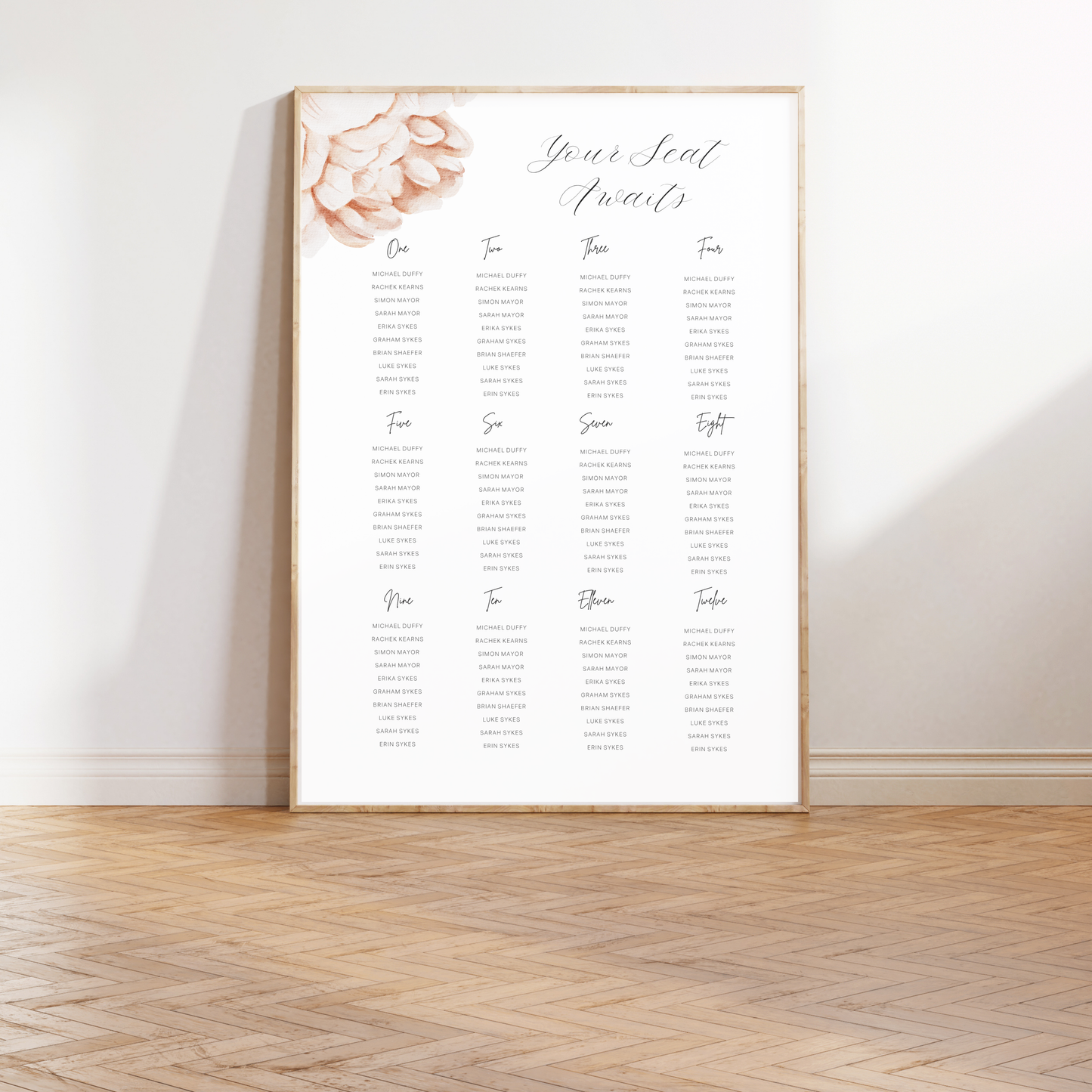 Pink Peony | Wedding Seating Chart Template