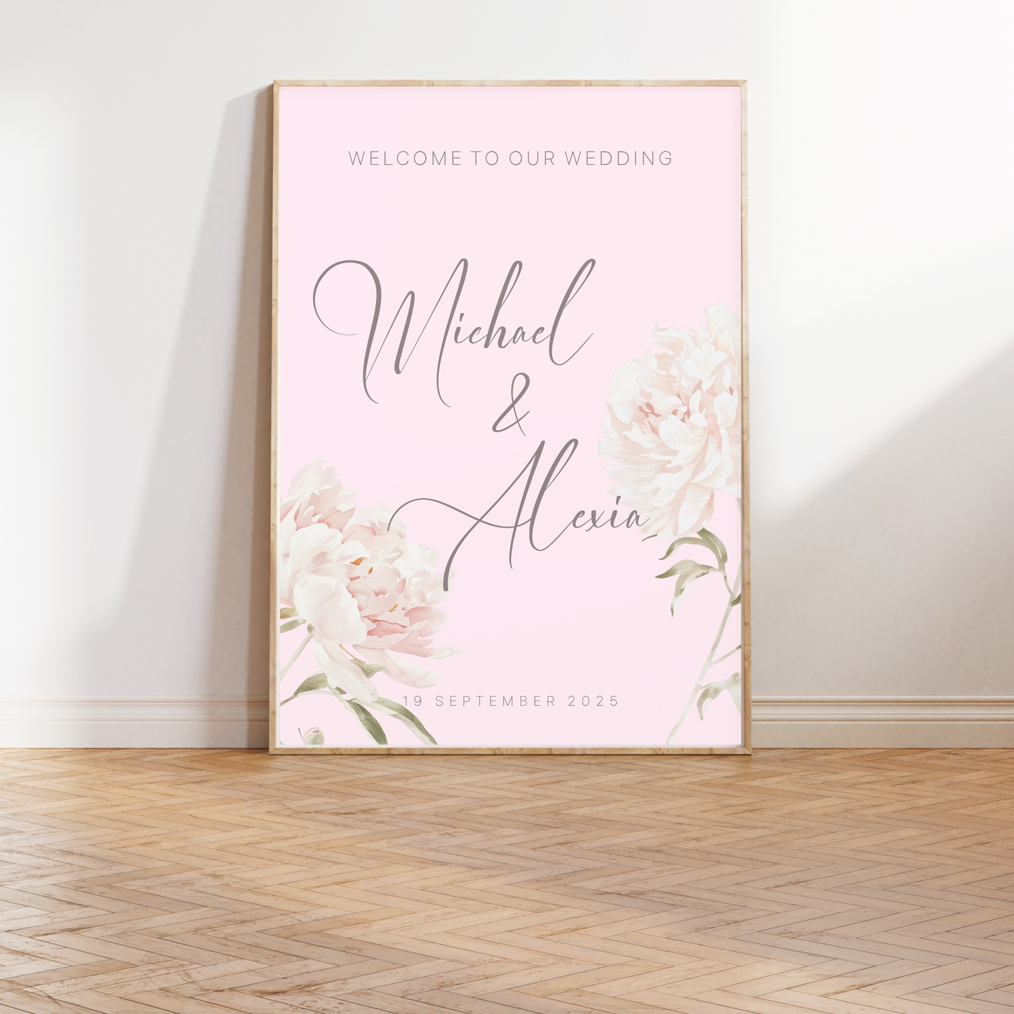 Pink Peony | Wedding Welcome Sign Template