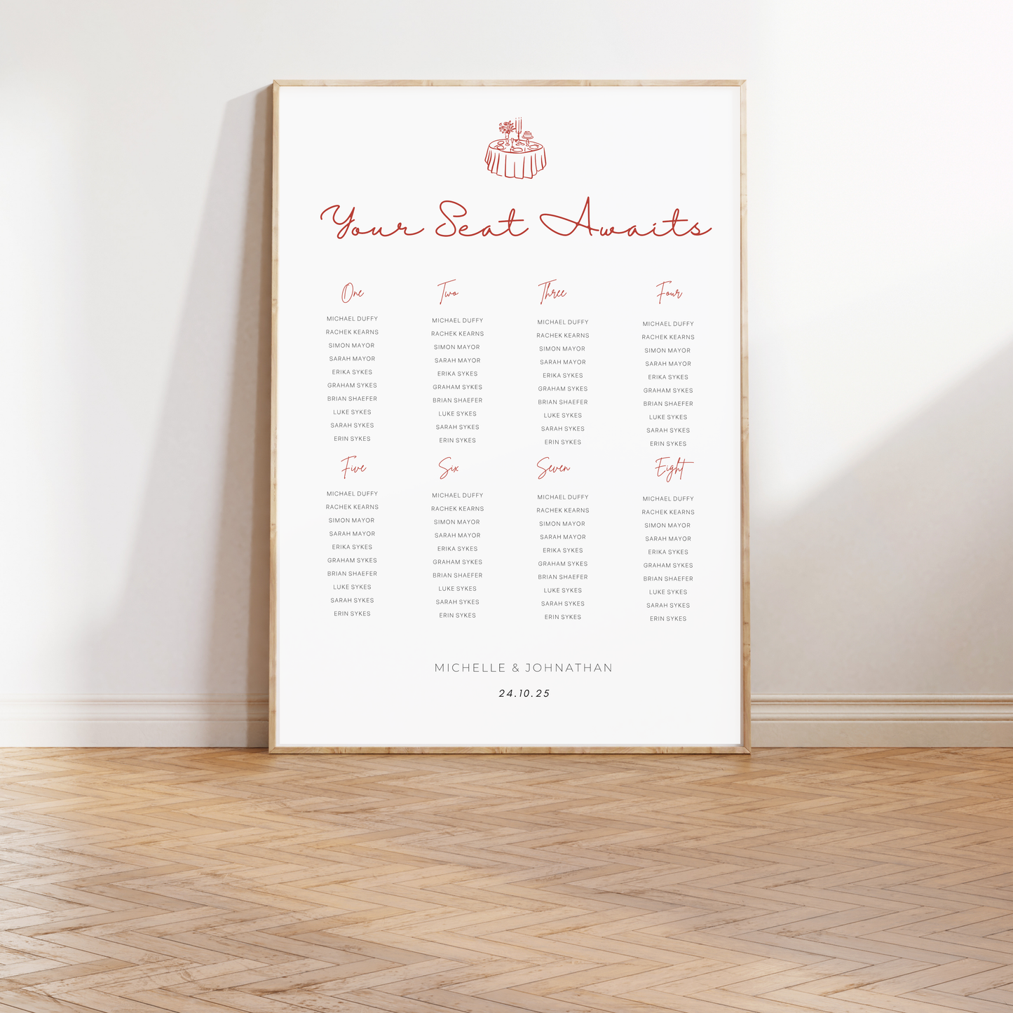 Red Script | Wedding Seating Chart