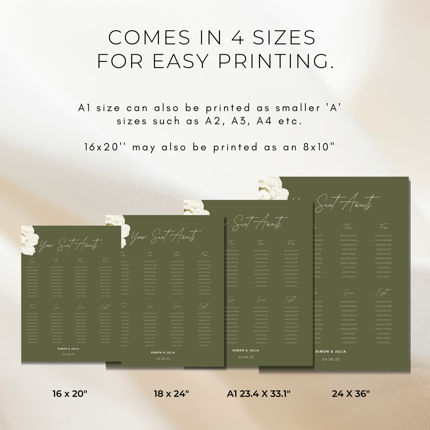 Forest Green | Wedding Seating Chart Template