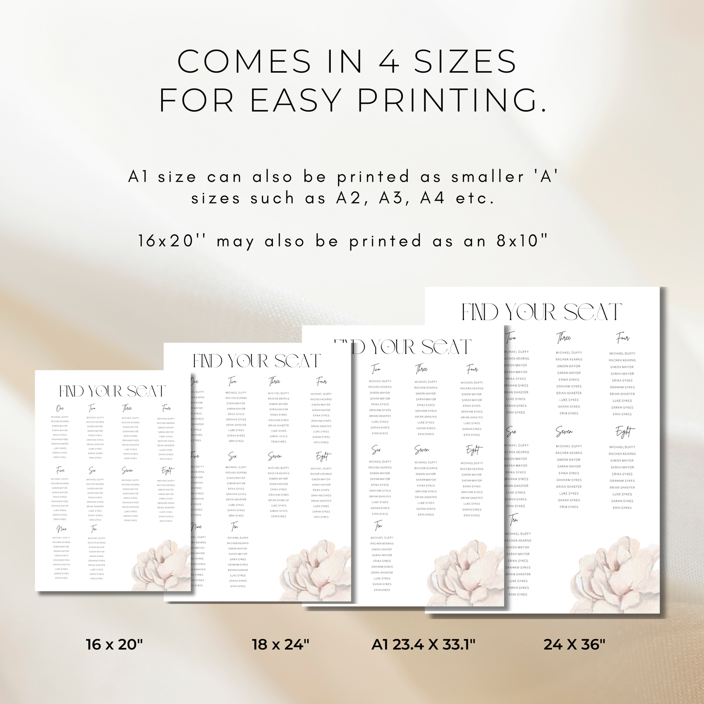 Watercolour Peony | Wedding Seating Chart