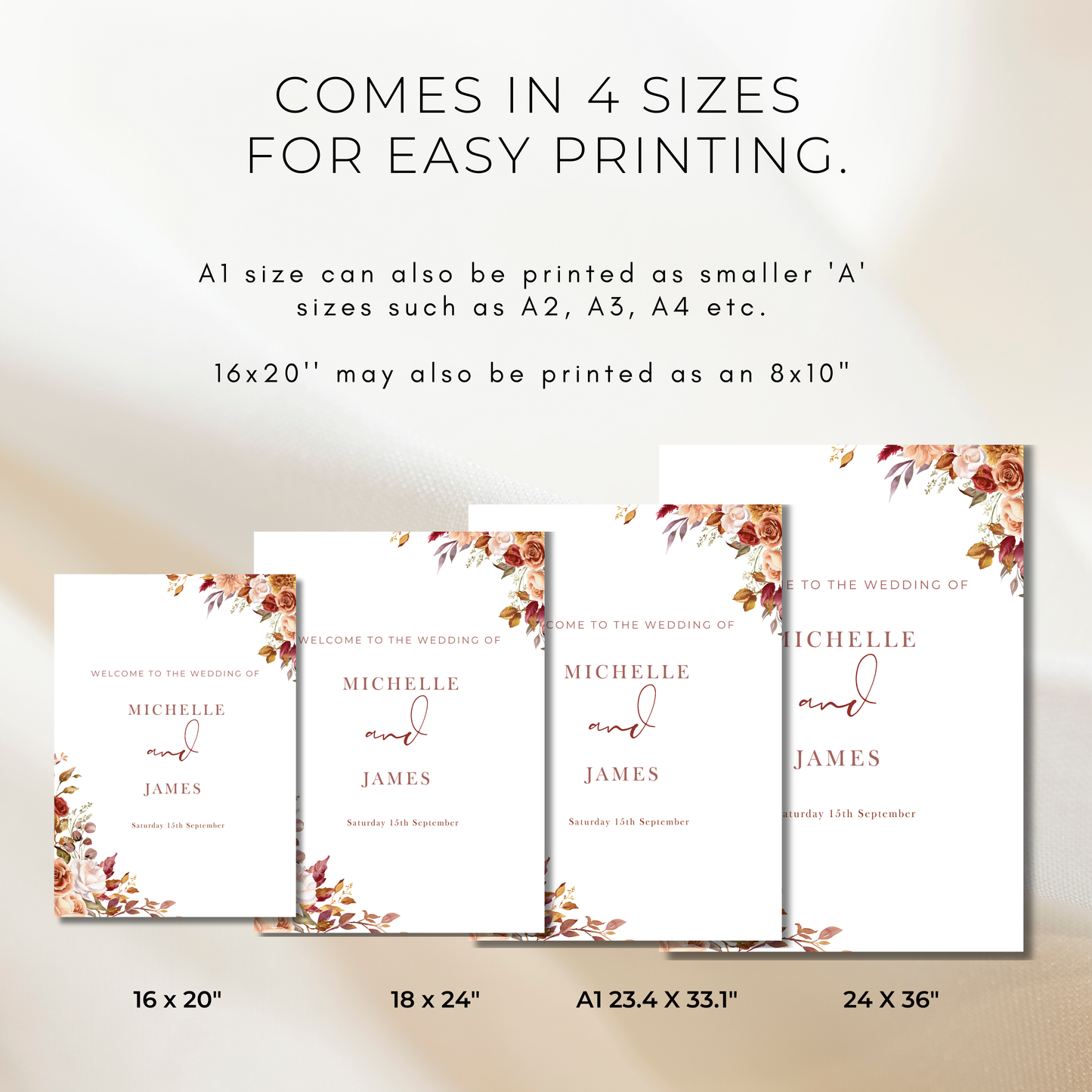 Fall Florals | Wedding Welcome Sign Template