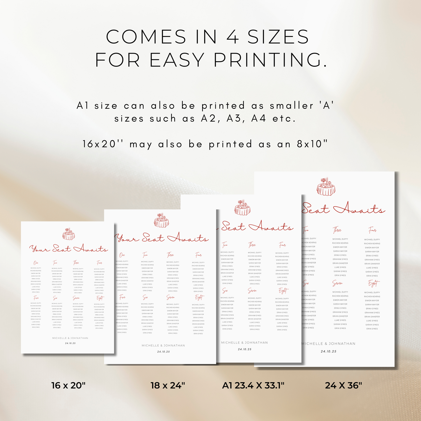 Red Script | Wedding Seating Chart