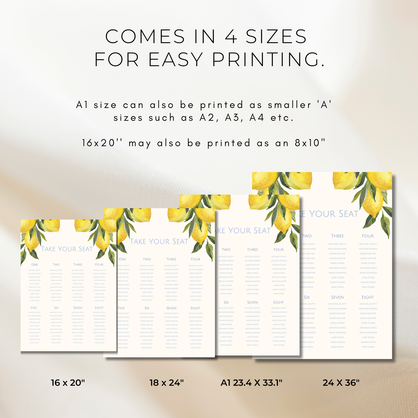 Amalfi Lemon | Wedding Seating Chart Template