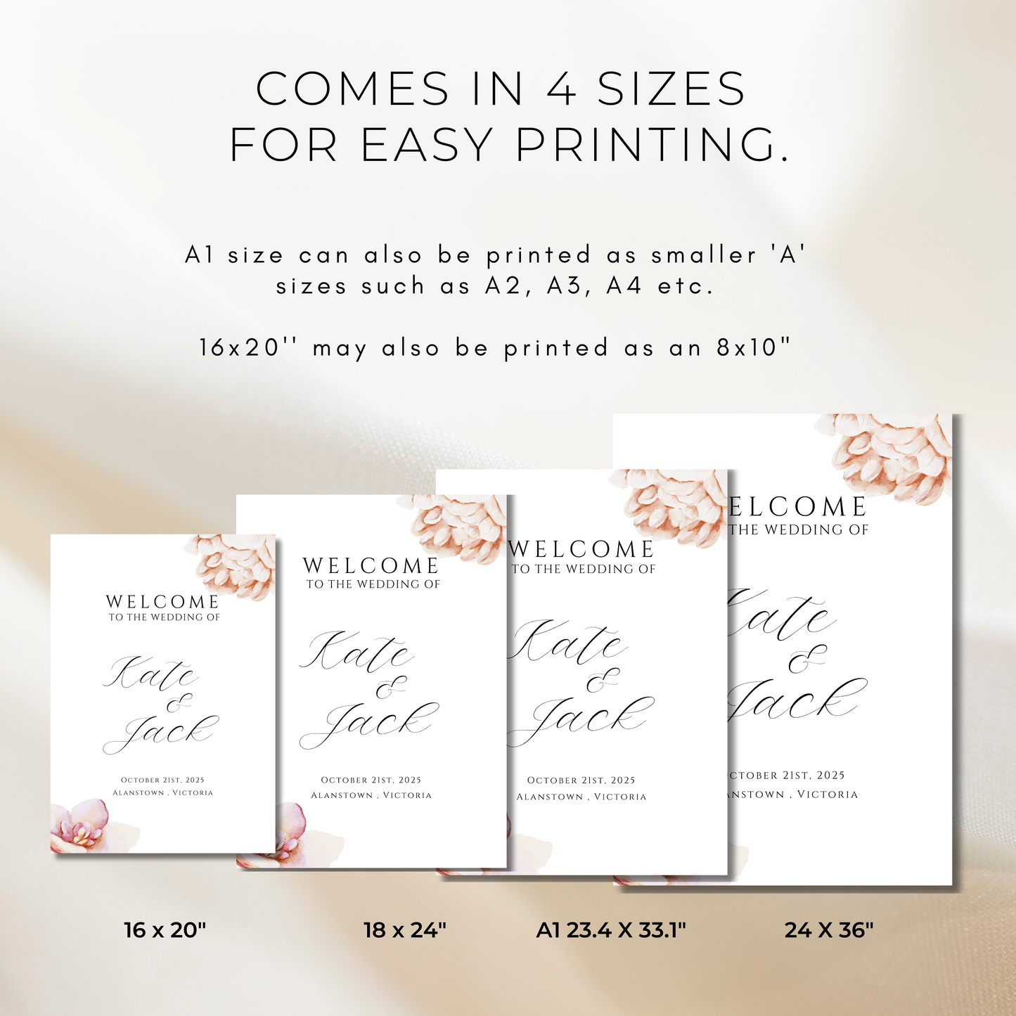 Pink Peony | Wedding Welcome Sign Template