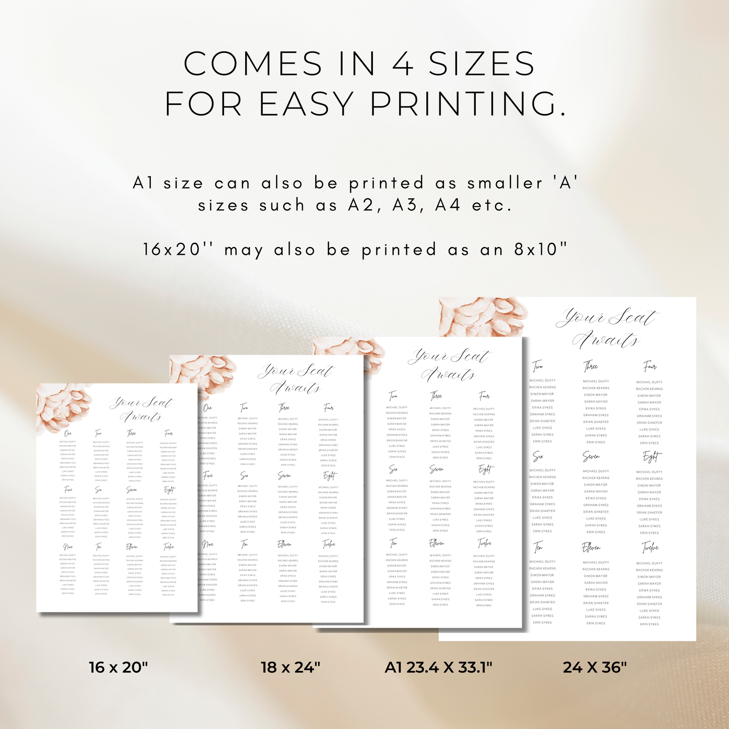 Pink Peony | Wedding Seating Chart Template