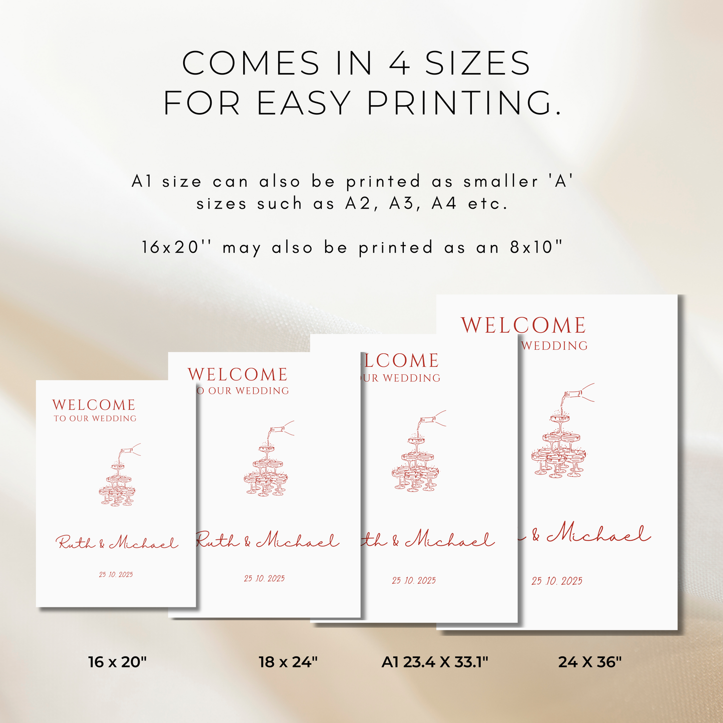 Champagne Tower | Wedding Welcome Sign Template