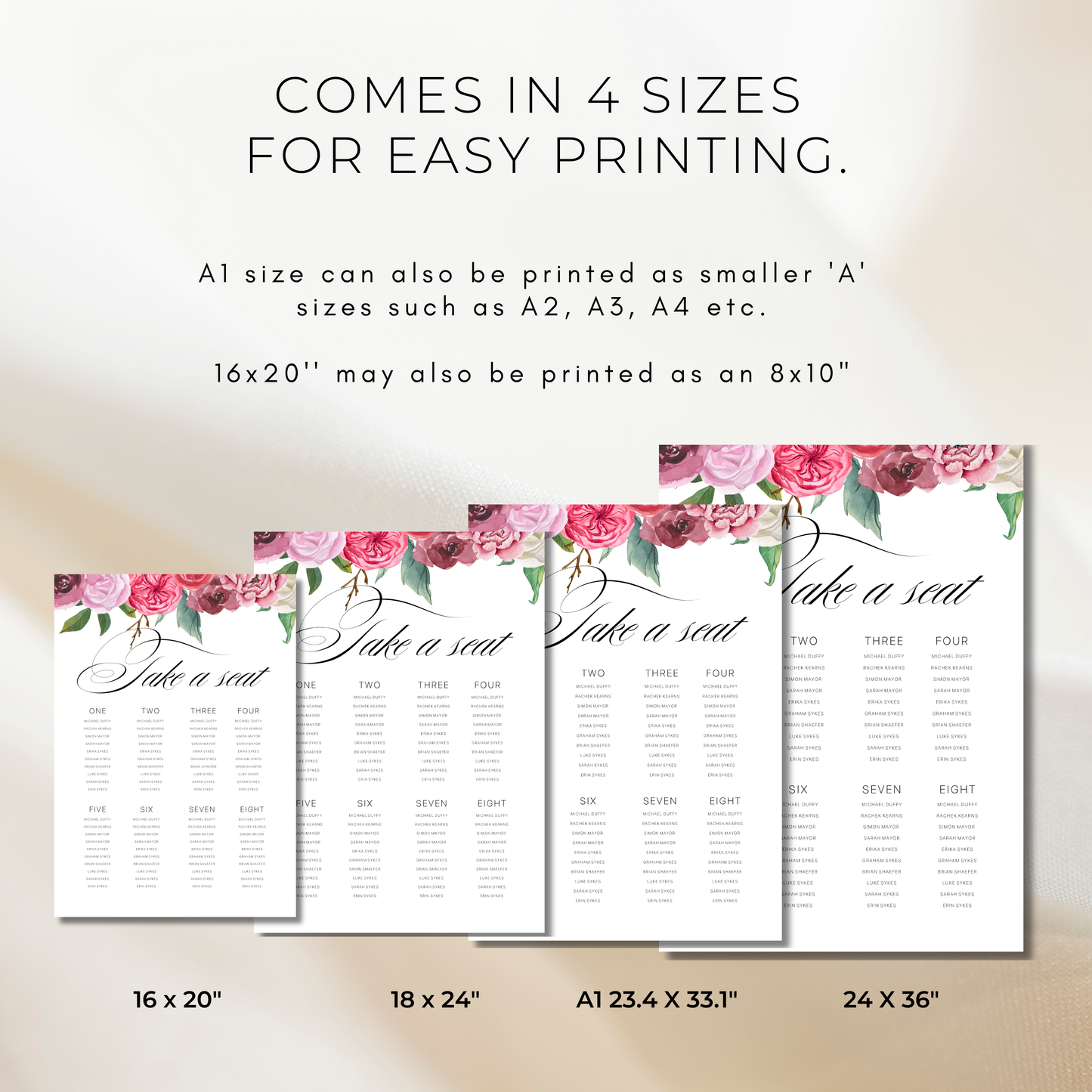 Elegant Bouquet | Wedding Seating Chart Template