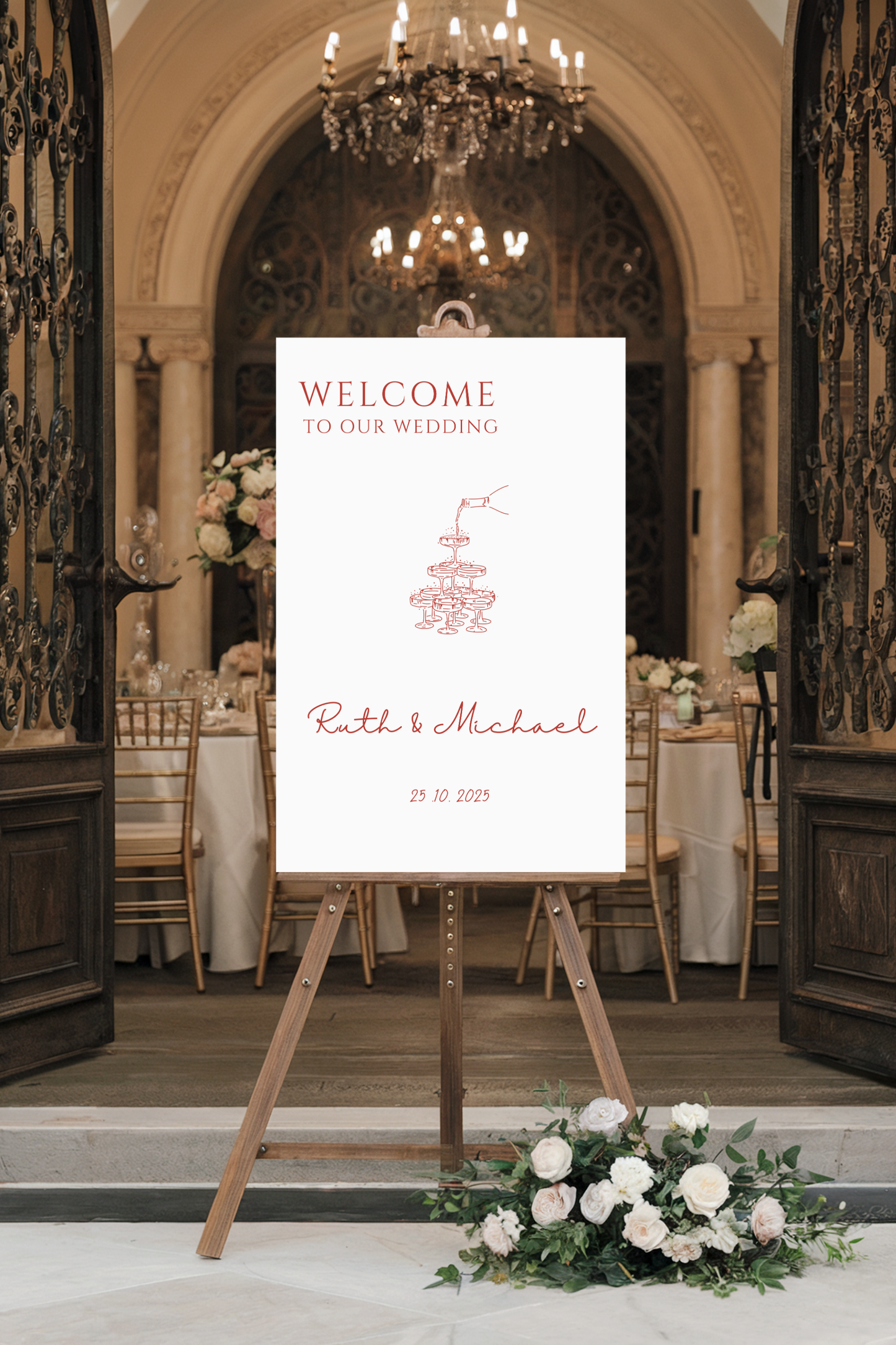 Champagne Tower | Wedding Welcome Sign Template