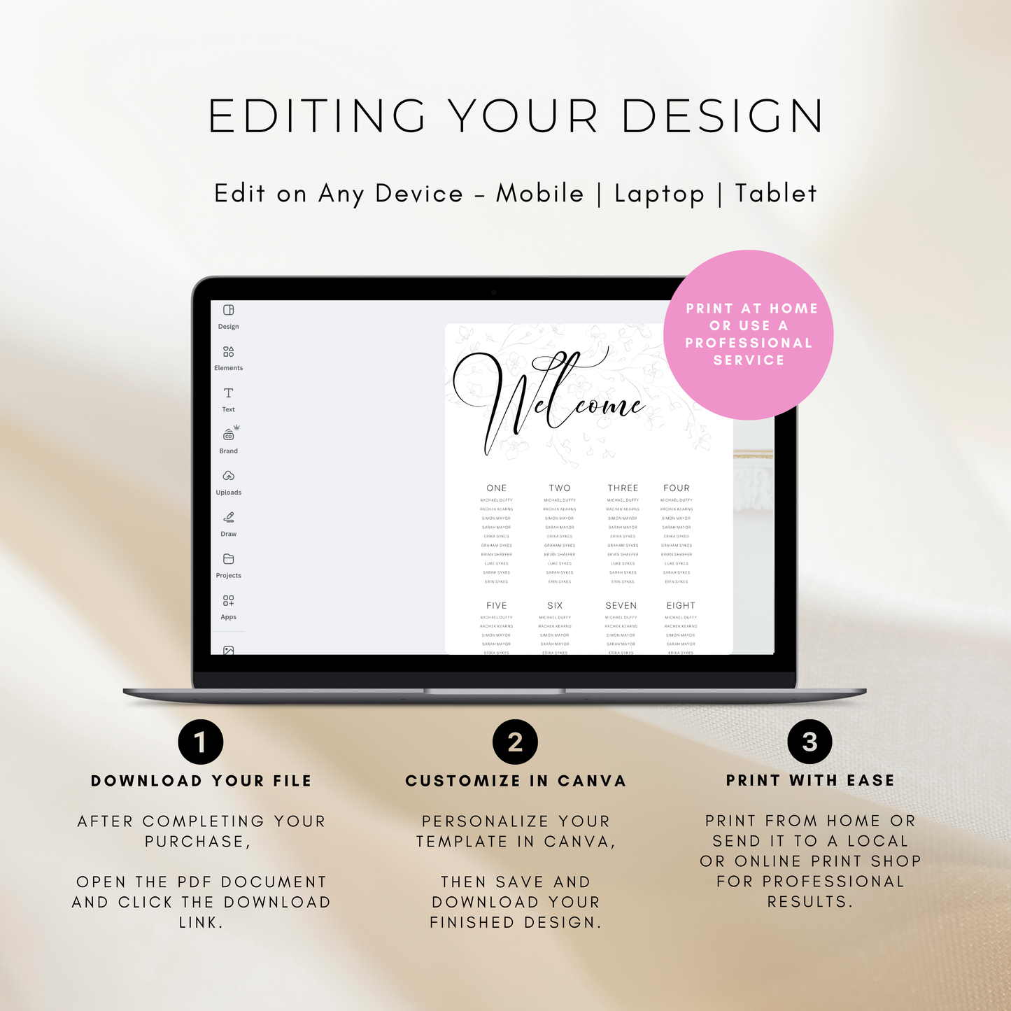 Minimalist Floral | Wedding Seating Chart Template