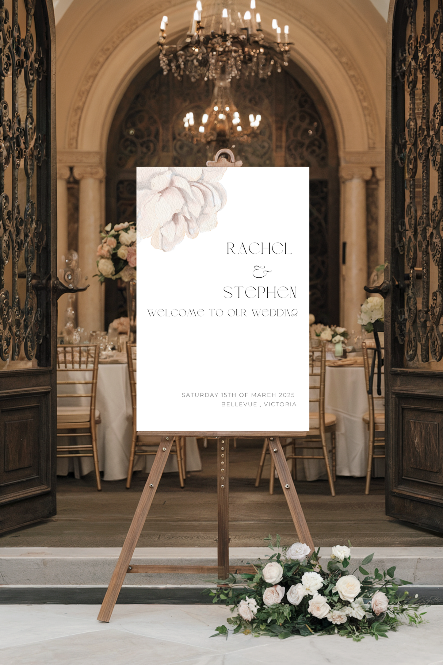 Watercolour Peony | Wedding Welcome Sign Template