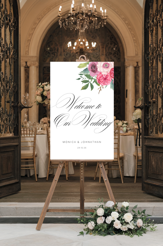 Elegant Bouquet Wedding Welcome Sign