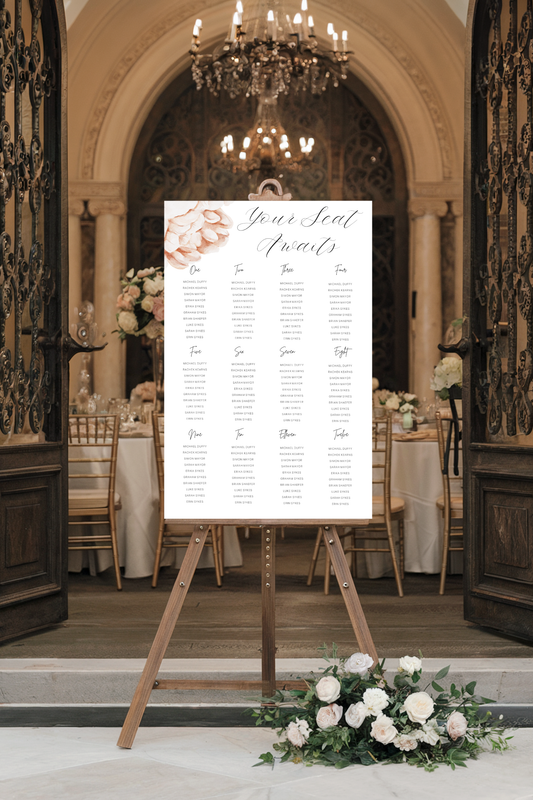 Pink Peony | Wedding Seating Chart Template