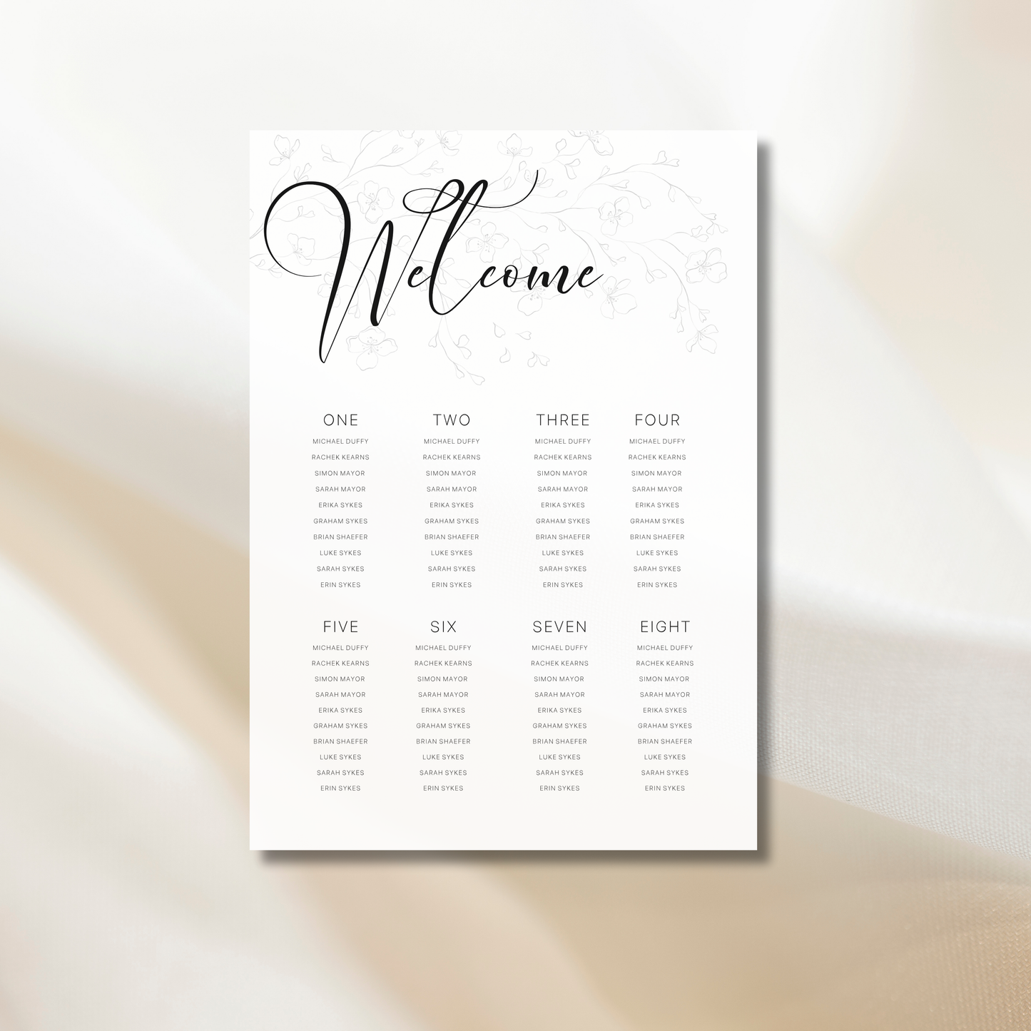 Minimalist Floral | Wedding Seating Chart Template