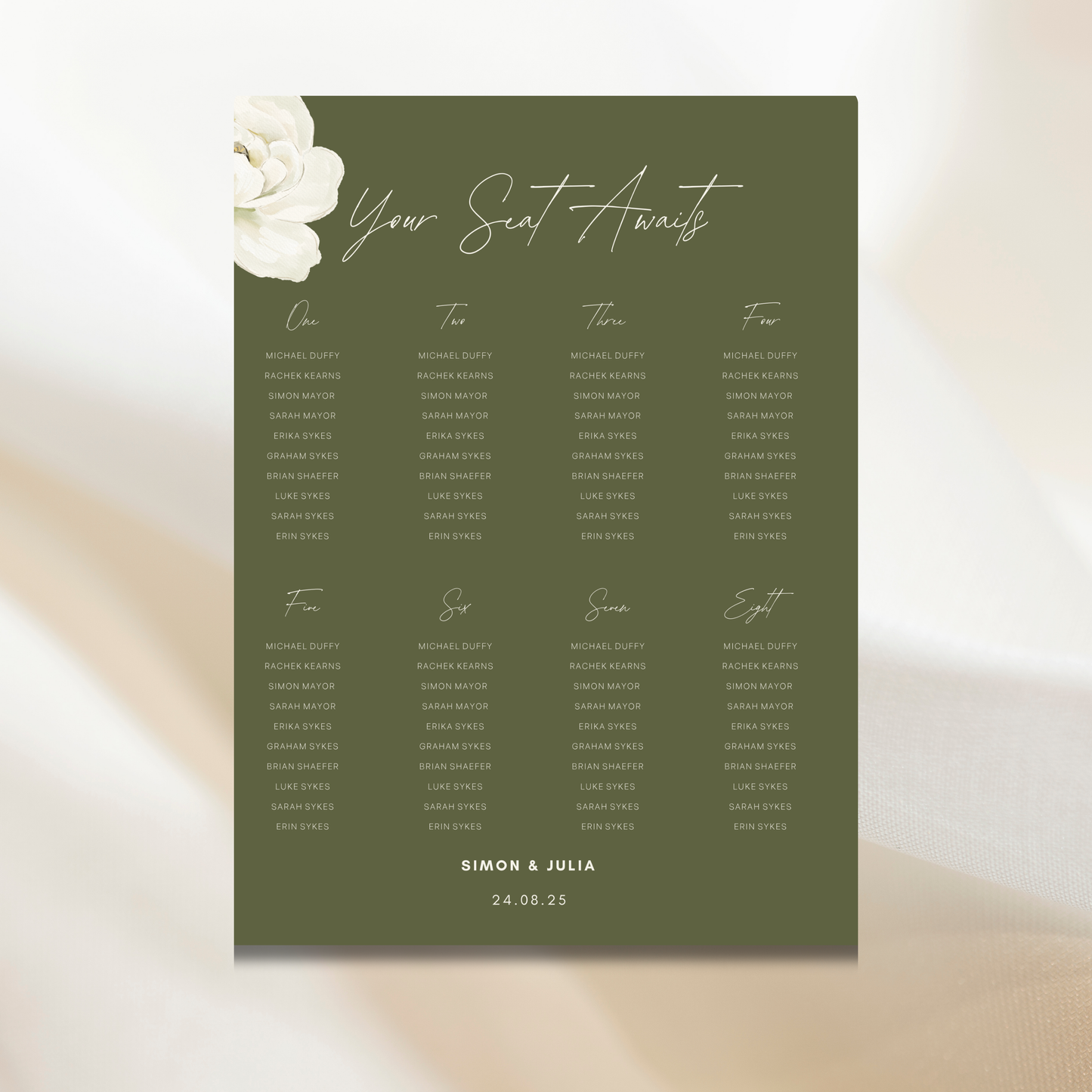 Forest Green | Wedding Seating Chart Template