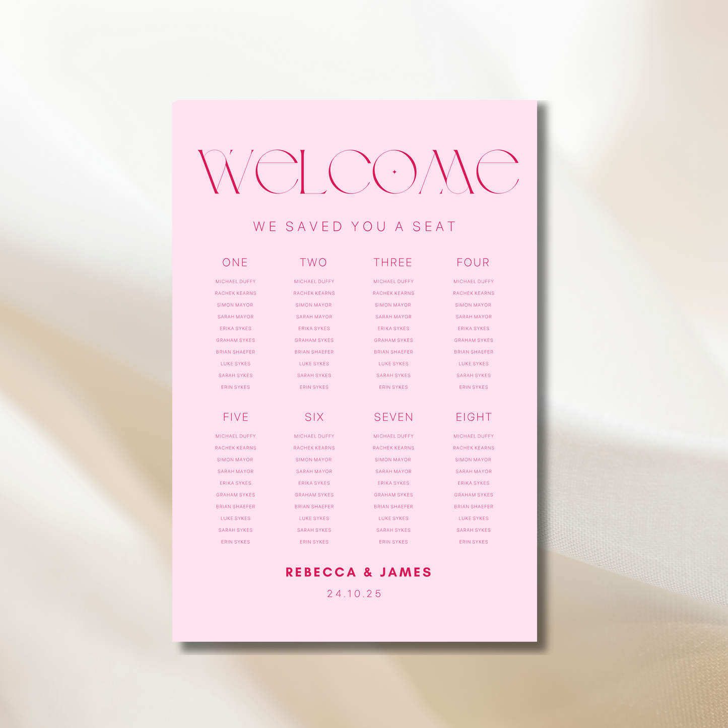 Pretty In Pink | Wedding Seating Chart