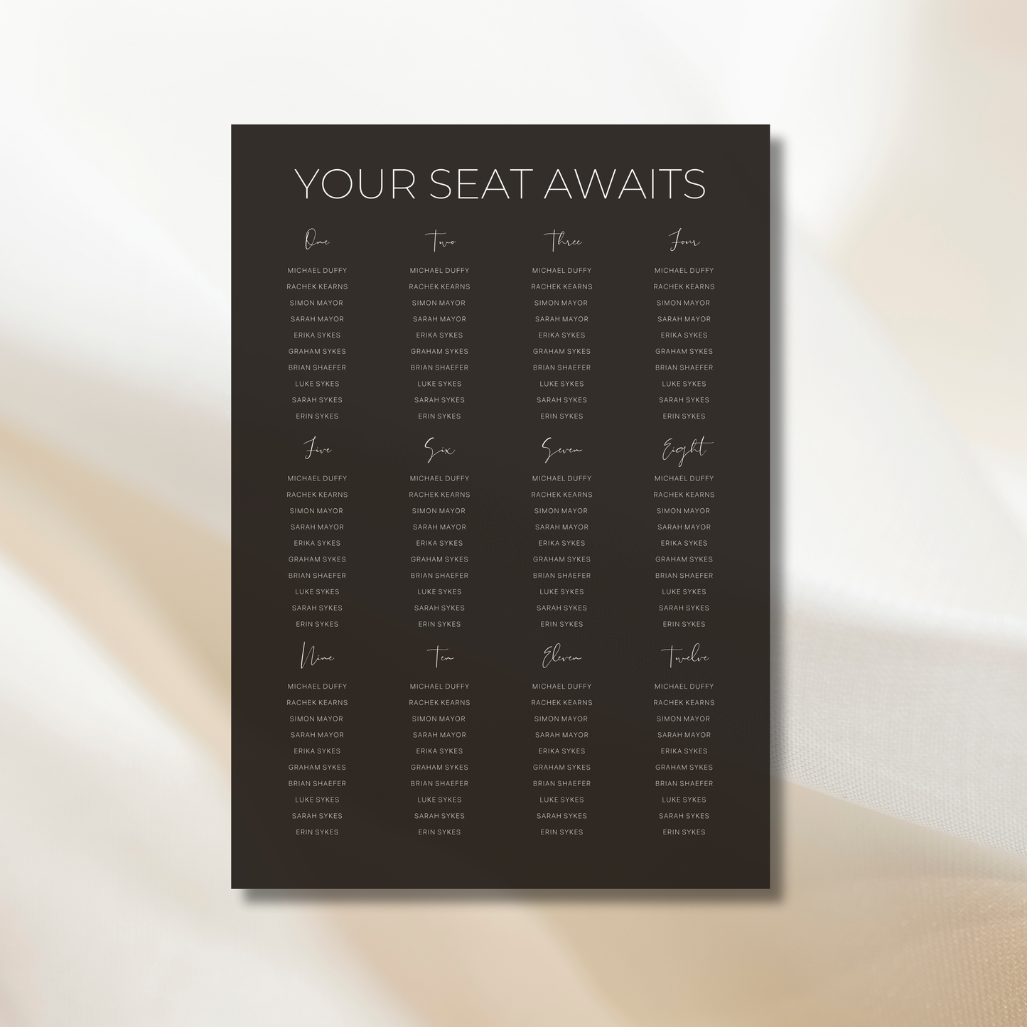 Black Minimalist | Wedding Seating Chart Template