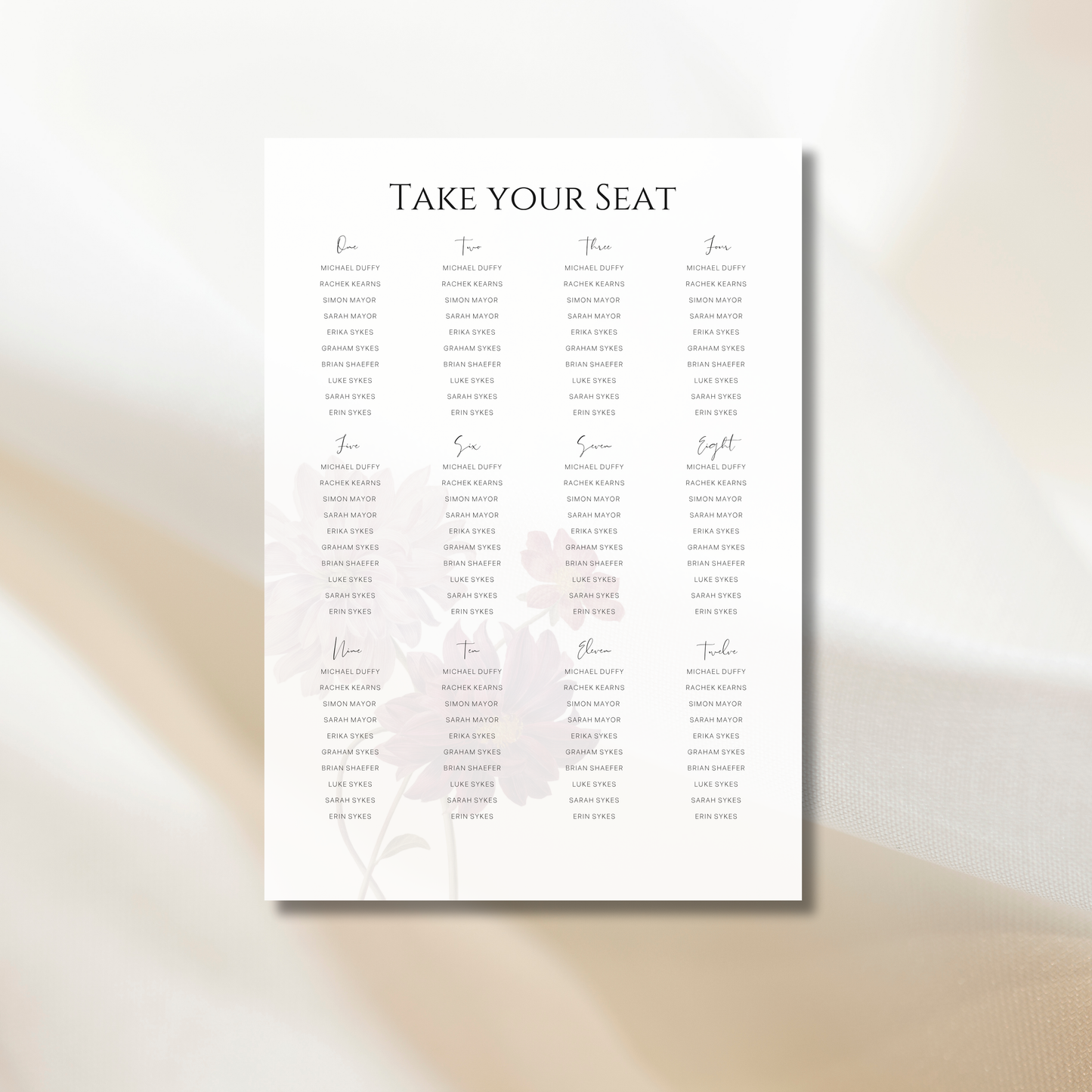 Elegant Florals | Wedding Seating Chart