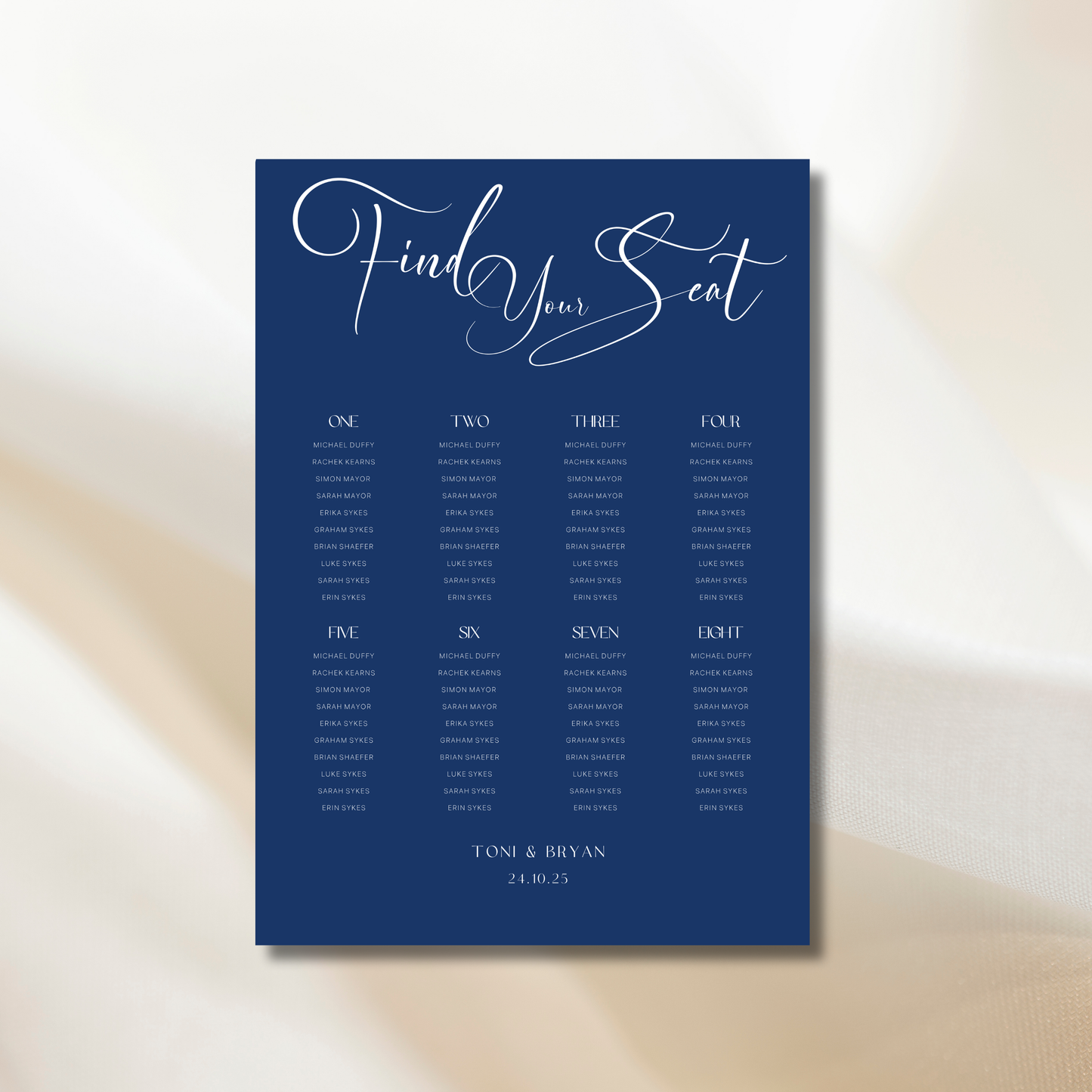 Something Navy | Wedding Seating Chart Template