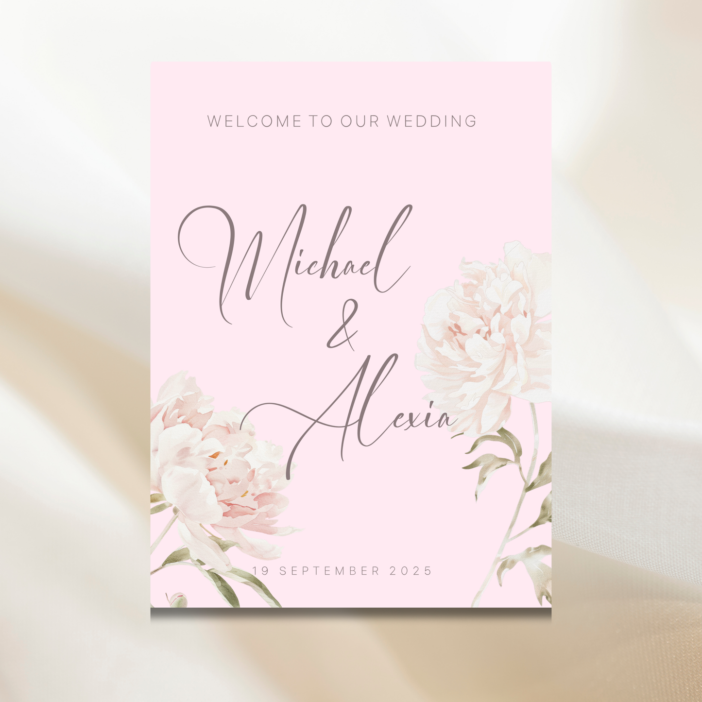 Pink Peony | Wedding Welcome Sign Template