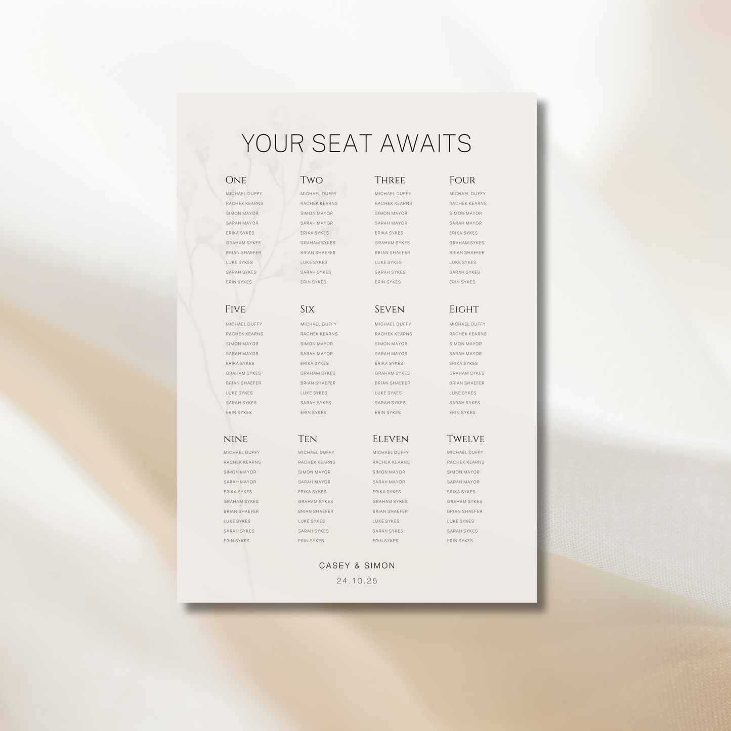 Japandi | Wedding Seating Chart Template